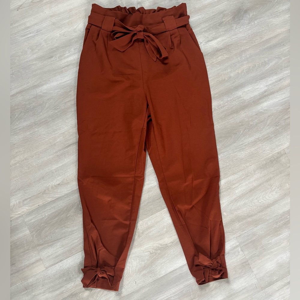Burnt Orange Elastic Waist Pants